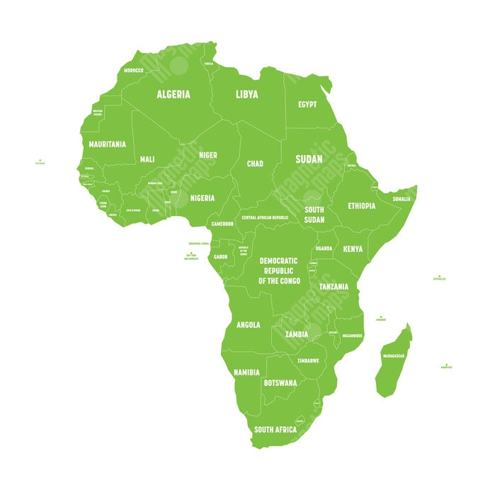map of Africa, illustrated, green