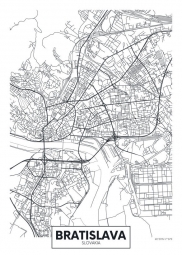  Magnetic map of Bratislava, illustrated, black and white