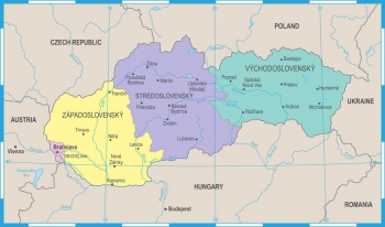  Magnetic map of Slovakia, detailed, colored