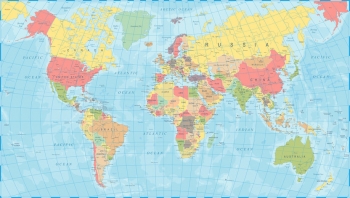  Magnetic map of world, political, colored