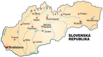  Magnetic map of Slovakia, political, with labels