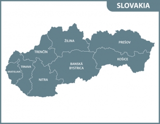 Magnetic map of Slovakia, illustrated, green-gray