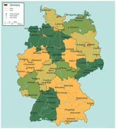  Magnetic map of Germany, political, green-yellow