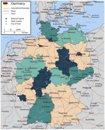  Magnetic map of Germany, political, colored