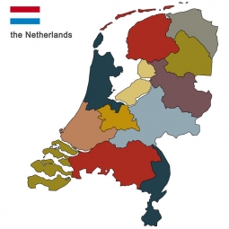  Magnetic map of Netherlands, illustrated, colored