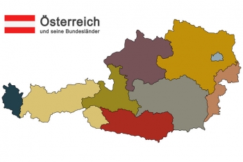  Magnetic map of Austria, illustrated, colored