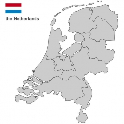  Magnetic map of Netherlands, illustrated, grey