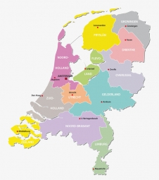  Magnetic map of Netherlands, illustrated, colored