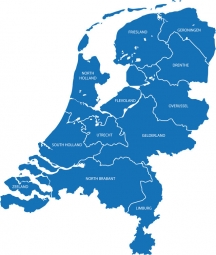  Magnetic map of Netherlands, illustrated, blue