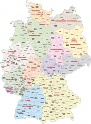  Magnetic map of Germany, administrative, colored