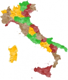  Magnetic map of Italy, administrative, colored