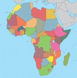  Magnetic map of Africa, administrative, colored