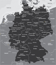  Magnetic map of Germany, illustrated, black and white