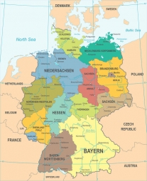  Magnetic map of Germany, detailed, colored