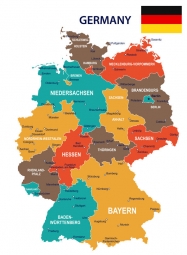  Magnetic map of Germany, administrative, colored