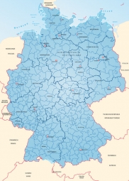  Magnetic map of Germany, illustrated, blue