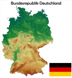  Magnetic map of Germany, geographic, embossed