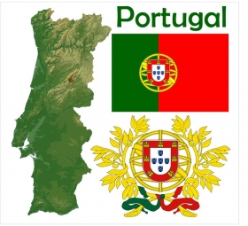  Magnetic map of Portugal, geographic, embossed