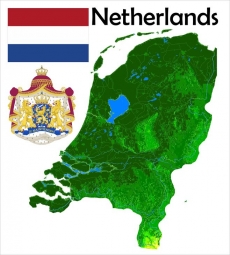  Magnetic map of Netherlands, geographic, embossed