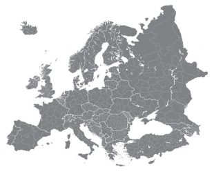  Magnetic map of Europe, detailed, grey