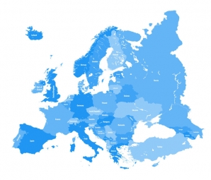  Magnetic map of Europe, detailed, blue