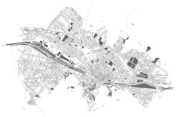  Magnetic map of Florence, detailed, black and white