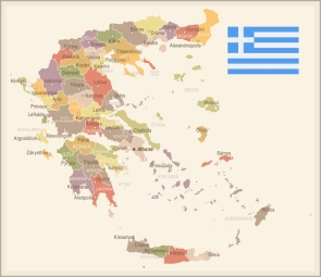  Magnetic map of Greece, vintage, colored