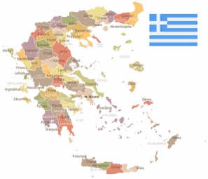  Magnetic map of Greece, illustrated, colored
