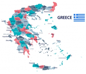  Magnetic map of Greece, illustrated, colored