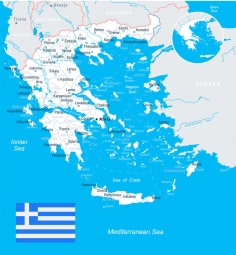  Magnetic map of Greece, illustrated, blue