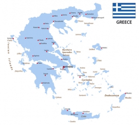  Magnetic map of Greece, illustrated, blue