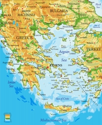  Magnetic map of Greece, geographic, colored
