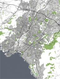  Magnetic map of Athens, detailed, black