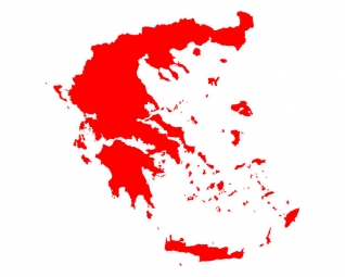  Magnetic map of Greece, illustrated, red