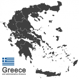  Magnetic map of Greece, administrative, grey