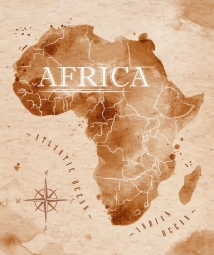  Magnetic map of Africa, watercolor, brown