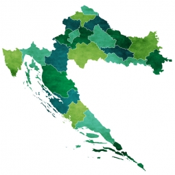  Magnetic map of Croatia, illustrated, green