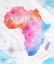  Magnetic map of Africa, watercolor, colored