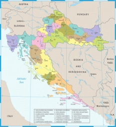  Magnetic map of Croatia, illustrated, colored