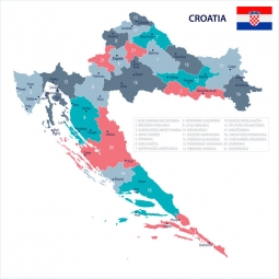  Magnetic map of Croatia, illustrated, colored