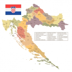  Magnetic map of Croatia, detailed, colored