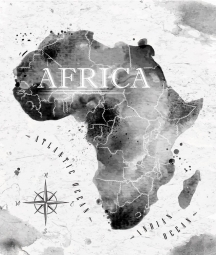  Magnetic map of Africa, watercolor, black