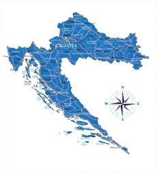  Magnetic map of Croatia, illustrated, blue