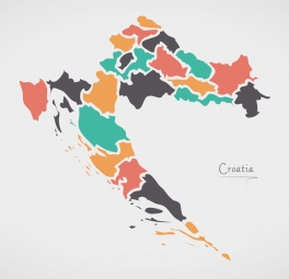  Magnetic map of Croatia, illustrated, colored