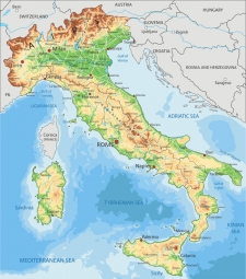  Magnetic map of Italy, geographic, colored