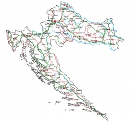  Magnetic map of Croatia, roads, colored