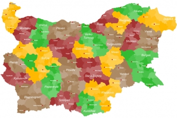  Magnetic map of Bulgaria, administrative, colored