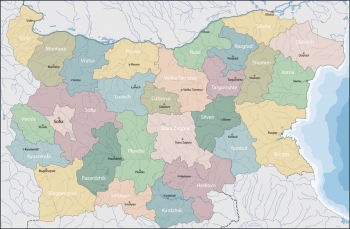  Magnetic map of Bulgaria, administrative, colored