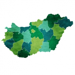  Magnetic map of Hungary, illustrated, green