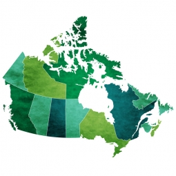  Magnetic map of Canada, illustrated, green